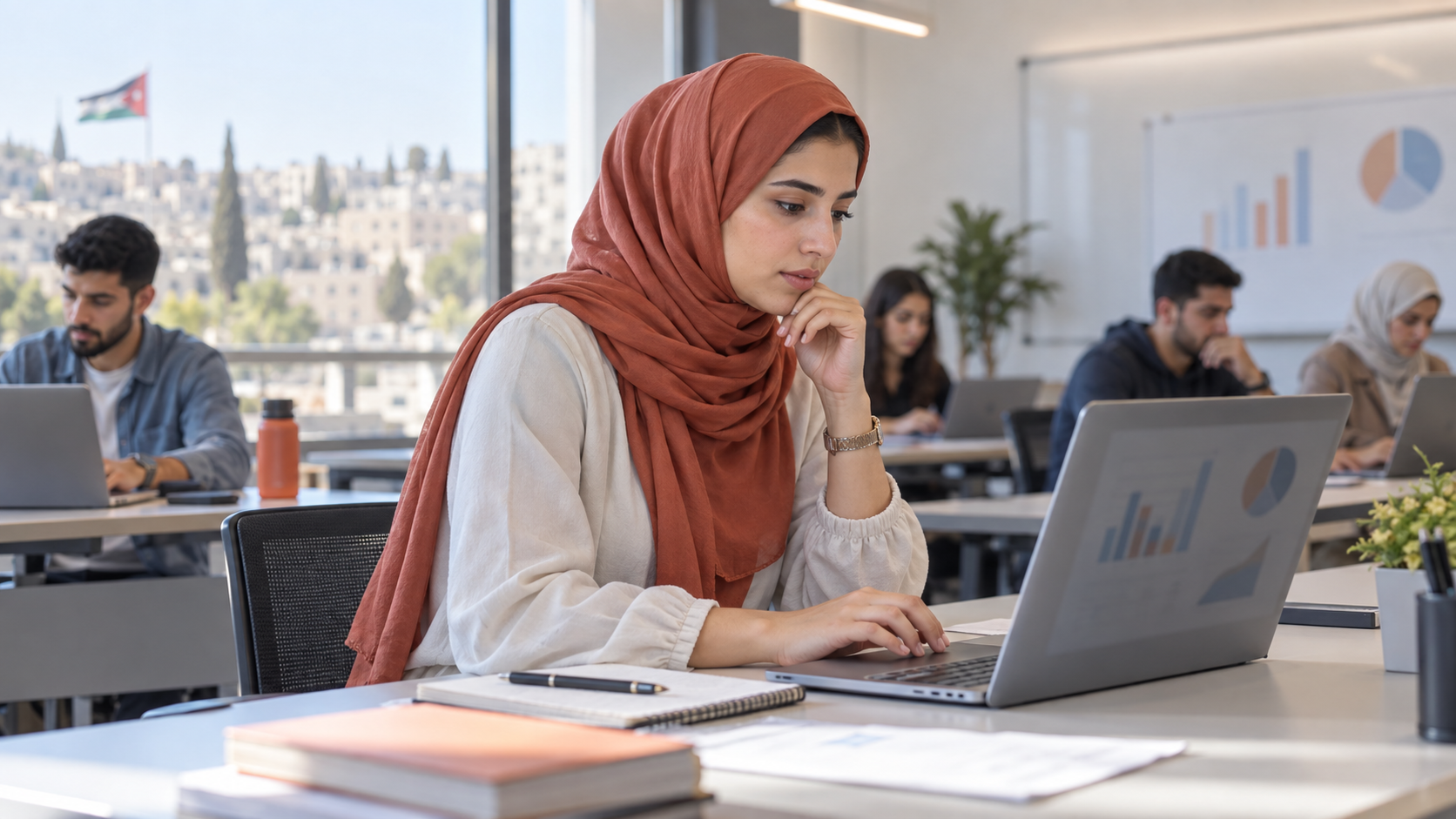 طلاب يحللون البيانات